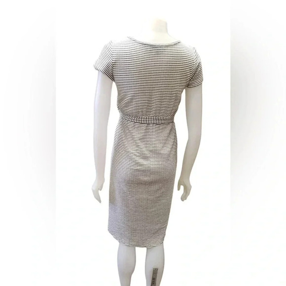 Lulus Sun Swept Black & White Striped Belted Midi Dress  Size Small - Picture 7 of 12